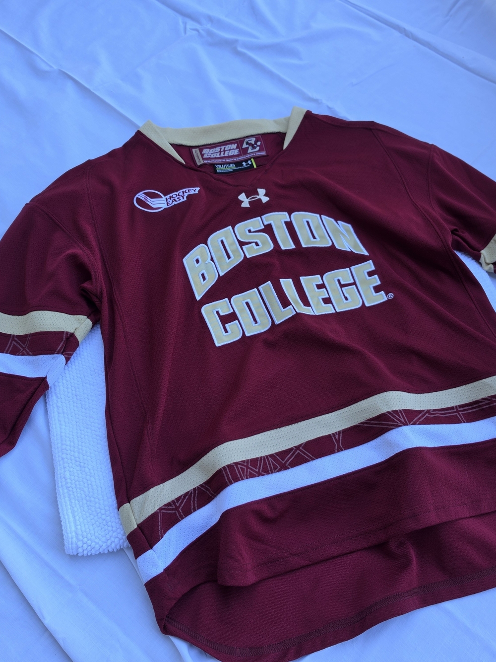 Under Armour Kids Boston College Maroon Hockey Jersey with Cream & White Accents